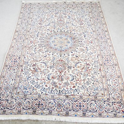 Lot 498 - A Persian part silk nain carpet, with floral...