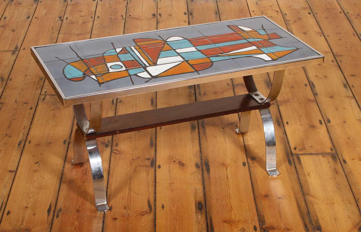 Lot 89 - A mid century tile-topped chrome coffee table