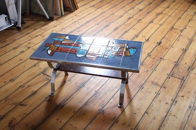 Lot 89 - A mid century tile-topped chrome coffee table