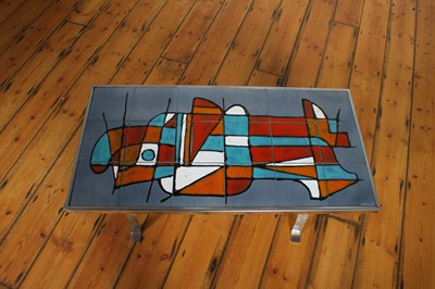 Lot 89 - A mid century tile-topped chrome coffee table