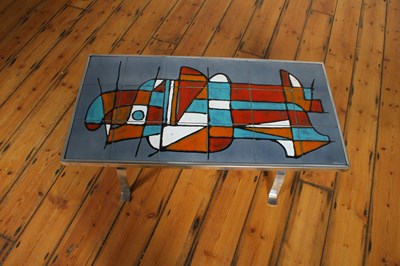 Lot 89 - A mid century tile-topped chrome coffee table