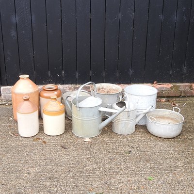 Lot 413 - A collection of galvanised items, together...