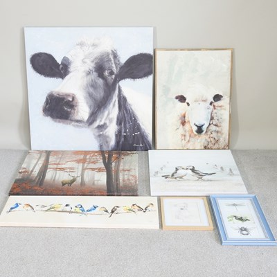 Lot 548 - Amelia Rose, cow, print, 90 x 90cm, together...