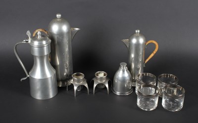 Lot 118 - A set of four silver-plate mounted tumblers,...