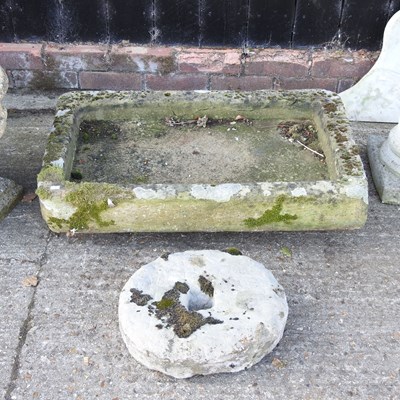 Lot 502 - A cast stone garden sink, together with a...