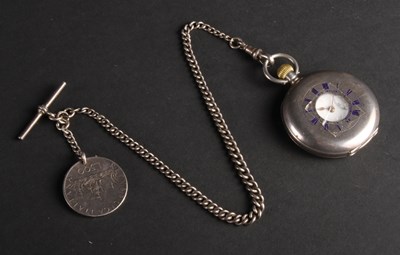 Lot 123 - An Omega silver-cased half-hunter pocket watch,...