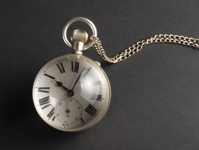 Lot 95 - A ball watch, on a white metal chain