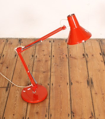 Lot 713 - A mid century red painted anglepoise desk lamp