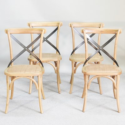 Lot 236 - A set of four modern bamboo dining chairs,...
