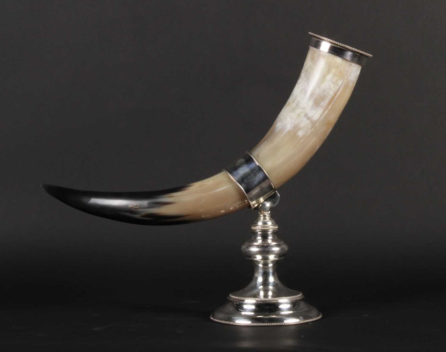 Lot 55 - A silver plated and horn vase