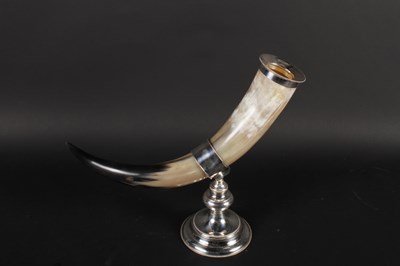 Lot 55 - A silver plated and horn vase