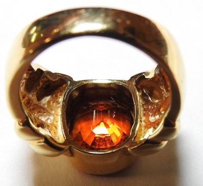 Lot 50 - A 14 carat gold hessonite garnet ring