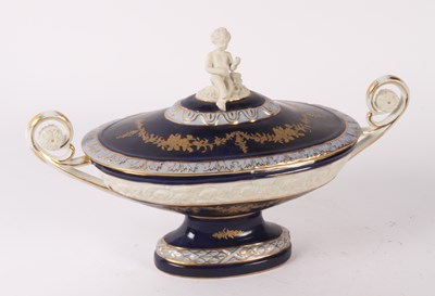 Lot 364 - A continental porcelain tureen, the lid...