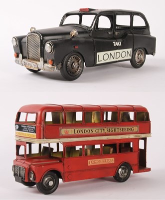 Lot 449 - A tin model of a London Bus, together with a...