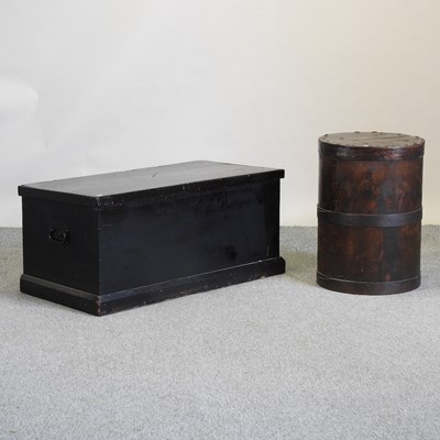 Lot 435 - A Victorian black painted pine blanket box