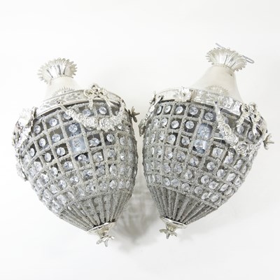 Lot 75 - A pair of modern metal and glass chandeliers,...