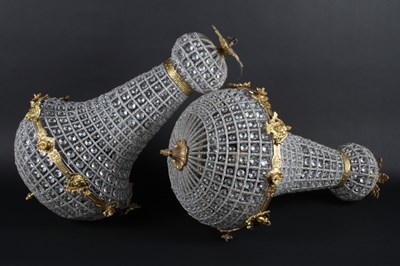 Lot 399 - A pair of antique style glass and gilt metal...