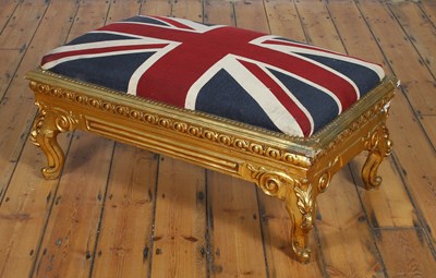 Lot 268 - A carved gilt wood and Union Jack upholstered...