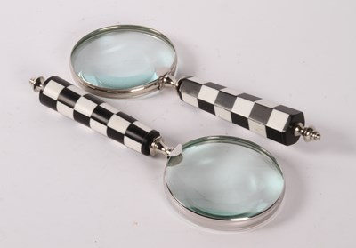 Lot 647 - A pair of magnifying glasses, with chequered...