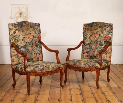 Lot 191 - A pair of 18th century style floral tapestry...