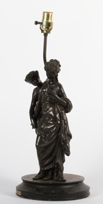 Lot 310 - A spelter figure group table lamp