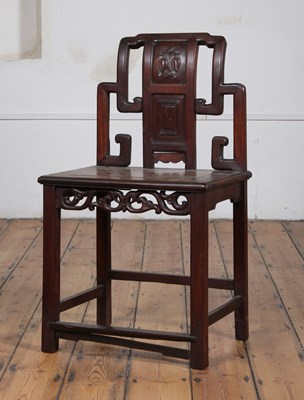Lot 267 - A Chinese carved hardwood chair