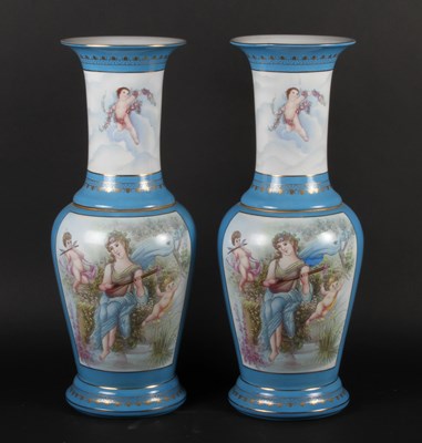 Lot 682 - A pair of large Sevres style porcelain vases,...