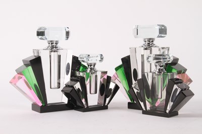 Lot 582 - A pair of Art Deco style glass fan scent...