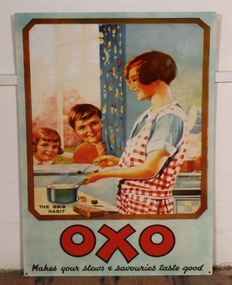 Lot 638 - A tin sign, inscribed Oxo, 70 x 50cm