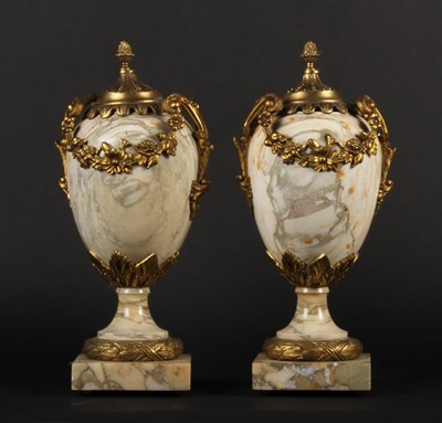 Lot 29 - A pair of white marble and gilt metal mounted...