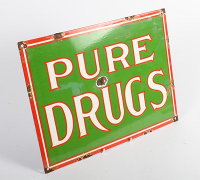 Lot 646 - An enamel on metal 'Pure Drugs' sign