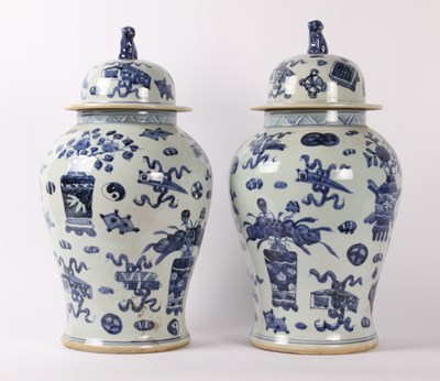 Lot 169 - A pair of Chinese blue and white porcelain...