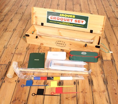 Lot 388 - A Jaques croquet set, in a fitted wooden box,...