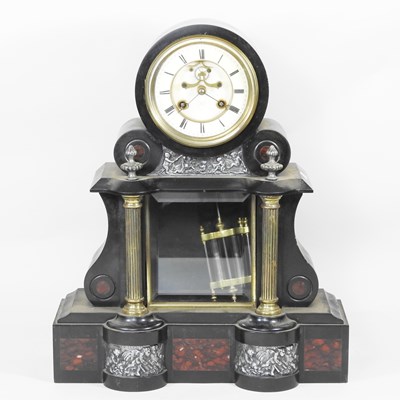 Lot 256 - A large 19th century French black slate and...