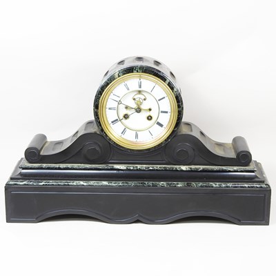 Lot 459 - A large 19th century French black slate mantel...
