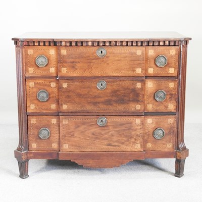 Lot 406 - An 18th century Dutch breakfront inlaid chest...
