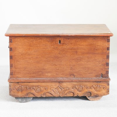 Lot 526 - An Eastern hardwood marriage chest, with a...