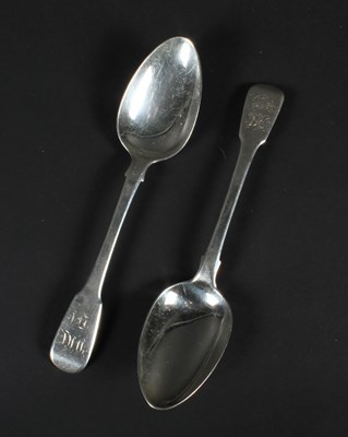 Lot 151 - A pair of George III silver fiddle pattern...