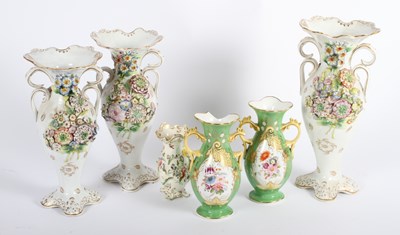 Lot 366 - A garniture of three 19th century Rockingham...