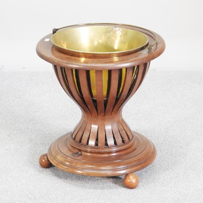 Lot 378 - A Dutch style wooden peat bucket, with a brass...
