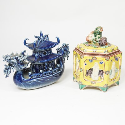 Lot 537 - An oriental porcelain jar and cover, with a...