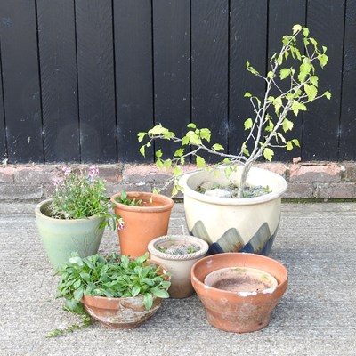 Lot 312 - A collection of garden pots, tallest 32cm high...