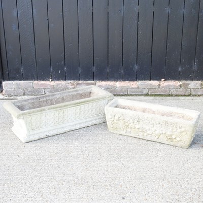 Lot 244 - A cast stone garden trough, 92cm wide,...