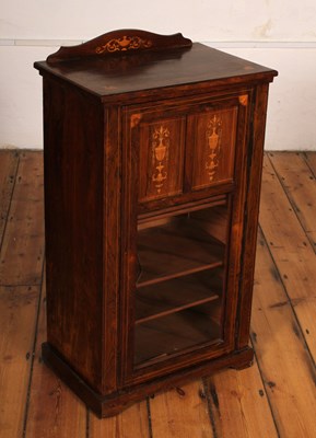 Lot 512 - A Victorian inlaid rosewood pier cabinet, w.54cm