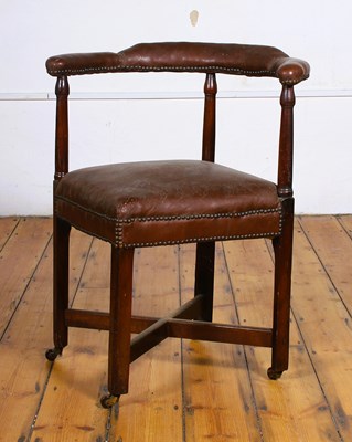 Lot 385 - A George III tan leather upholstered mahogany...