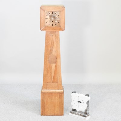 Lot 373 - An Art Deco walnut cased granddaughter clock,...