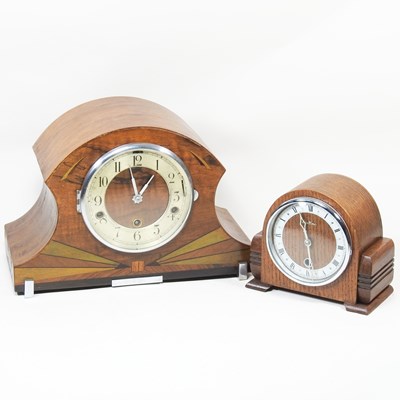 Lot 223 - A 1930s walnut cased mantel clock with...