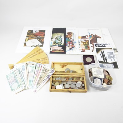 Lot 523 - A collection of foreign coins and banknotes,...
