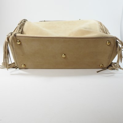Lot 153 - A Ralph Lauren beige suede fringed handbag, 36cm