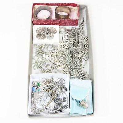 Lot 364 - A collection of silver and costume jewellery,...